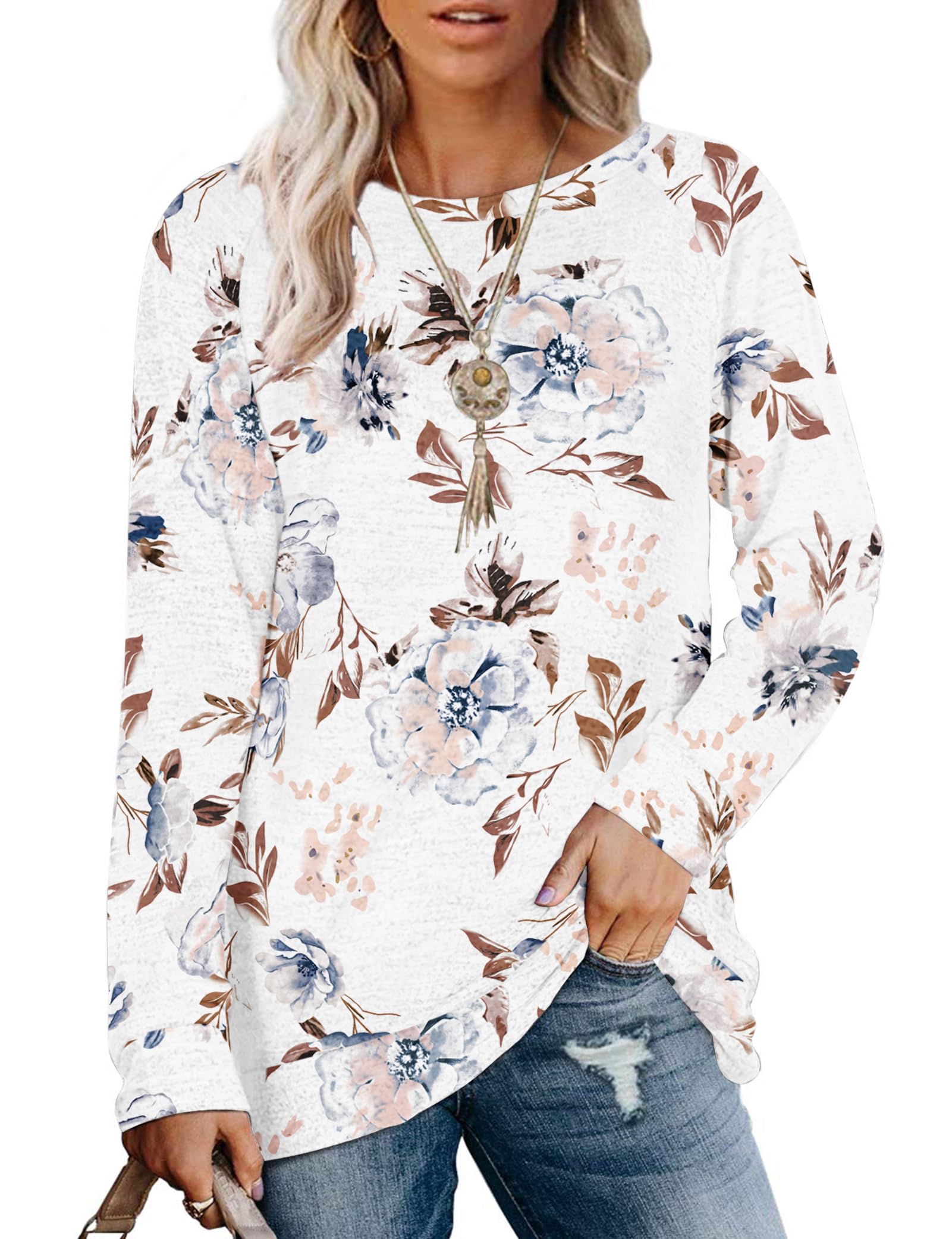 MOLERANI Sweatshirt Damen Rundhals Langarm Pullover Oberteile S-2XL