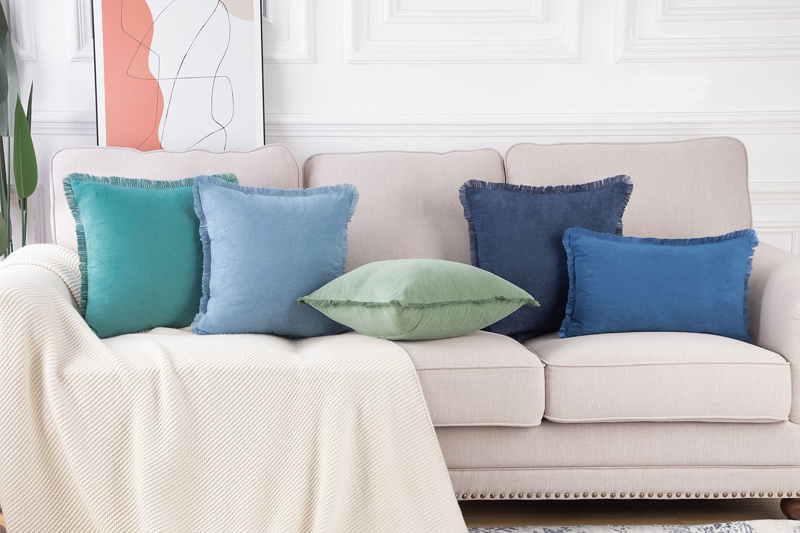 2 Federe Cuscino In Pelle Scamosciata Blu - 65x65 Cm, Morbide E Decorative Per Divano O Letto - Foto 1