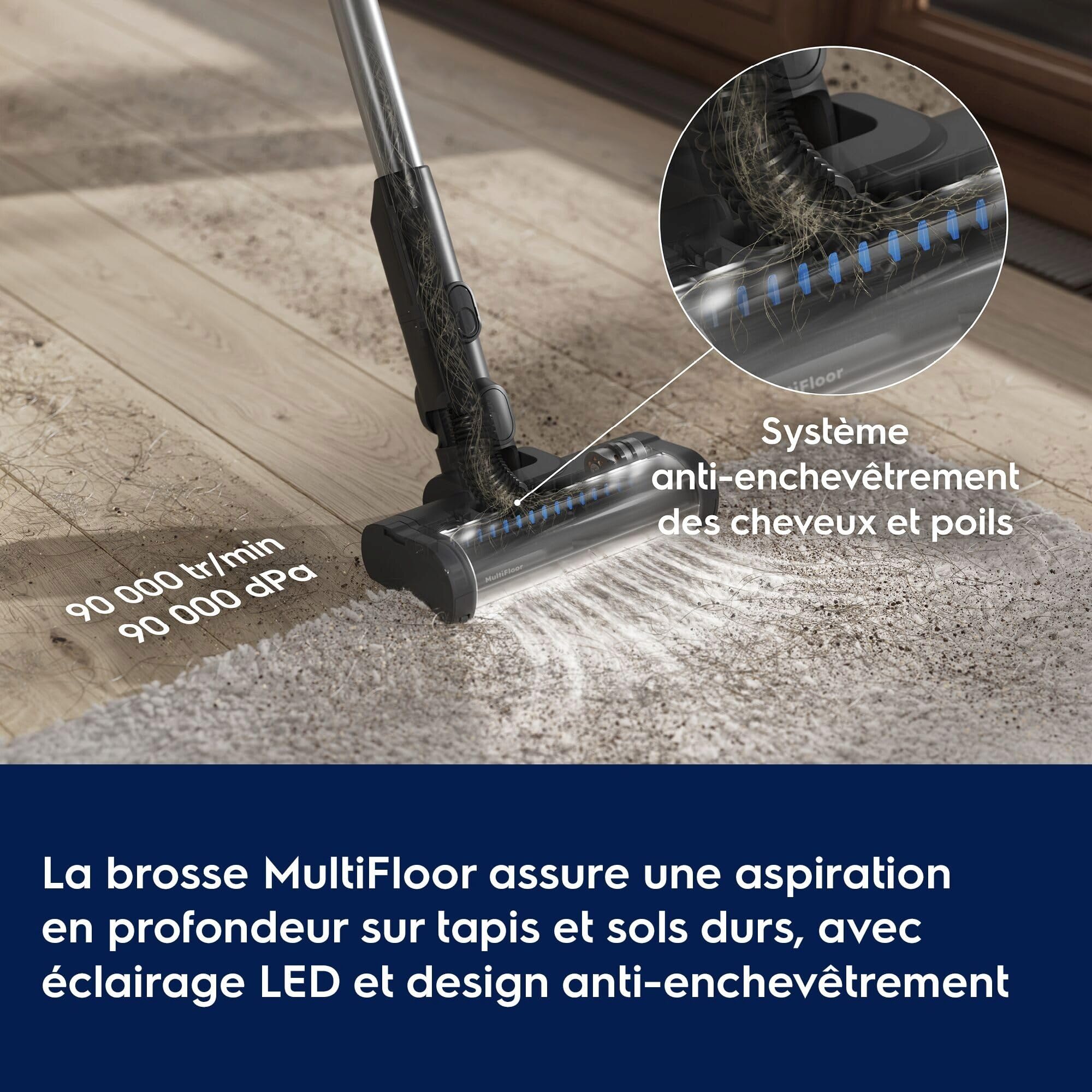 Electrolux 500 Aspirateur Balai sans Fil 2-en-1, Jusqu’à 50 Min d’Autonomie, Brosse MultiFloor LED Anti-enchevêtrement, Mini-Brosse Poils d’Animaux, Recharge Murale, EP51AH18SW
