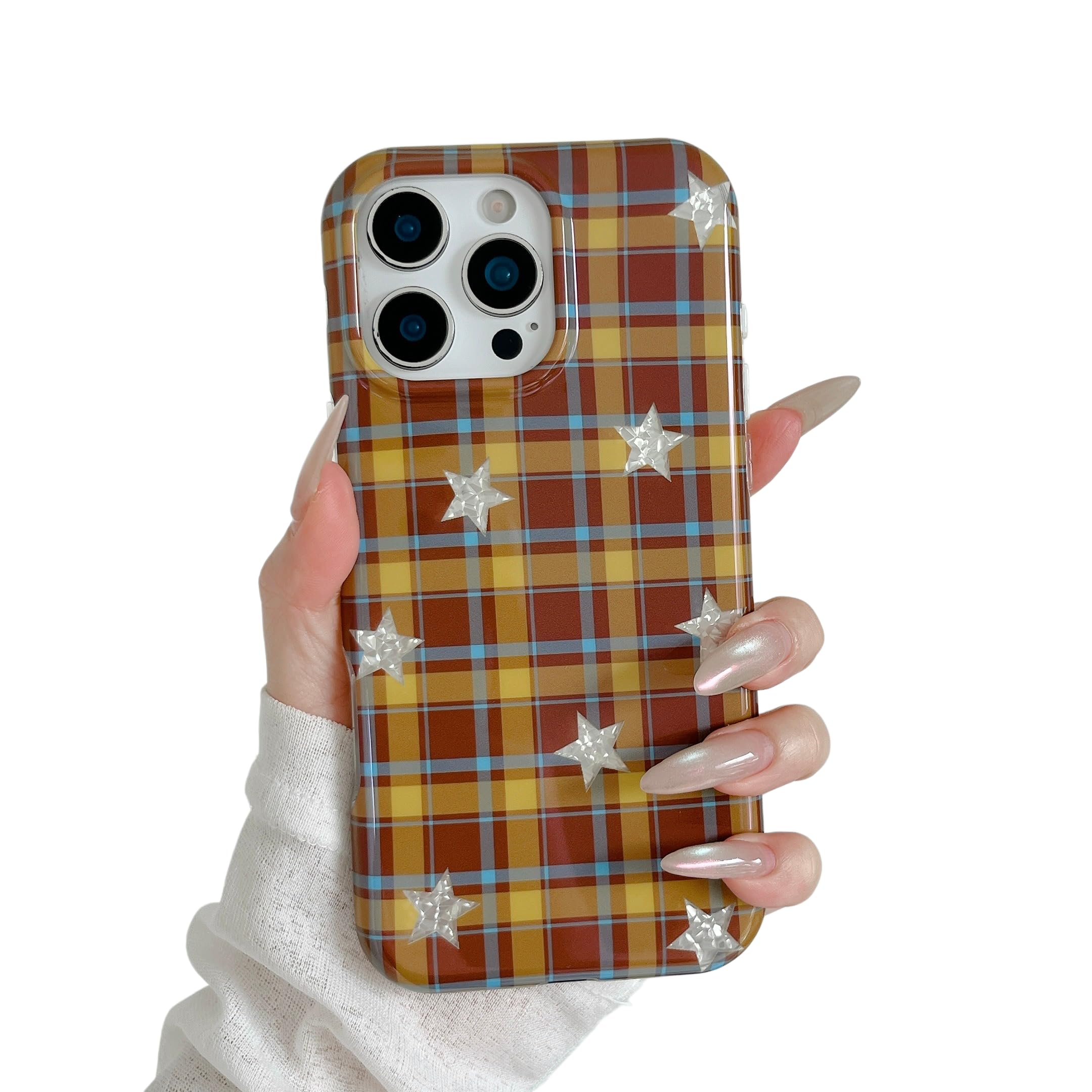 Photo 1 of ZUDIISO Brown Checkered Star Case for iPhone 17 Pro