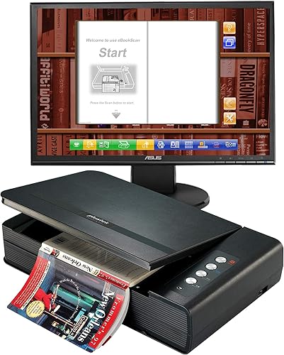 Plustek OpticBook 4800 - Escáner de libros con paquete de software intuitivo, alta velocidad de escaneo, recorte y rotación automática, diseño de