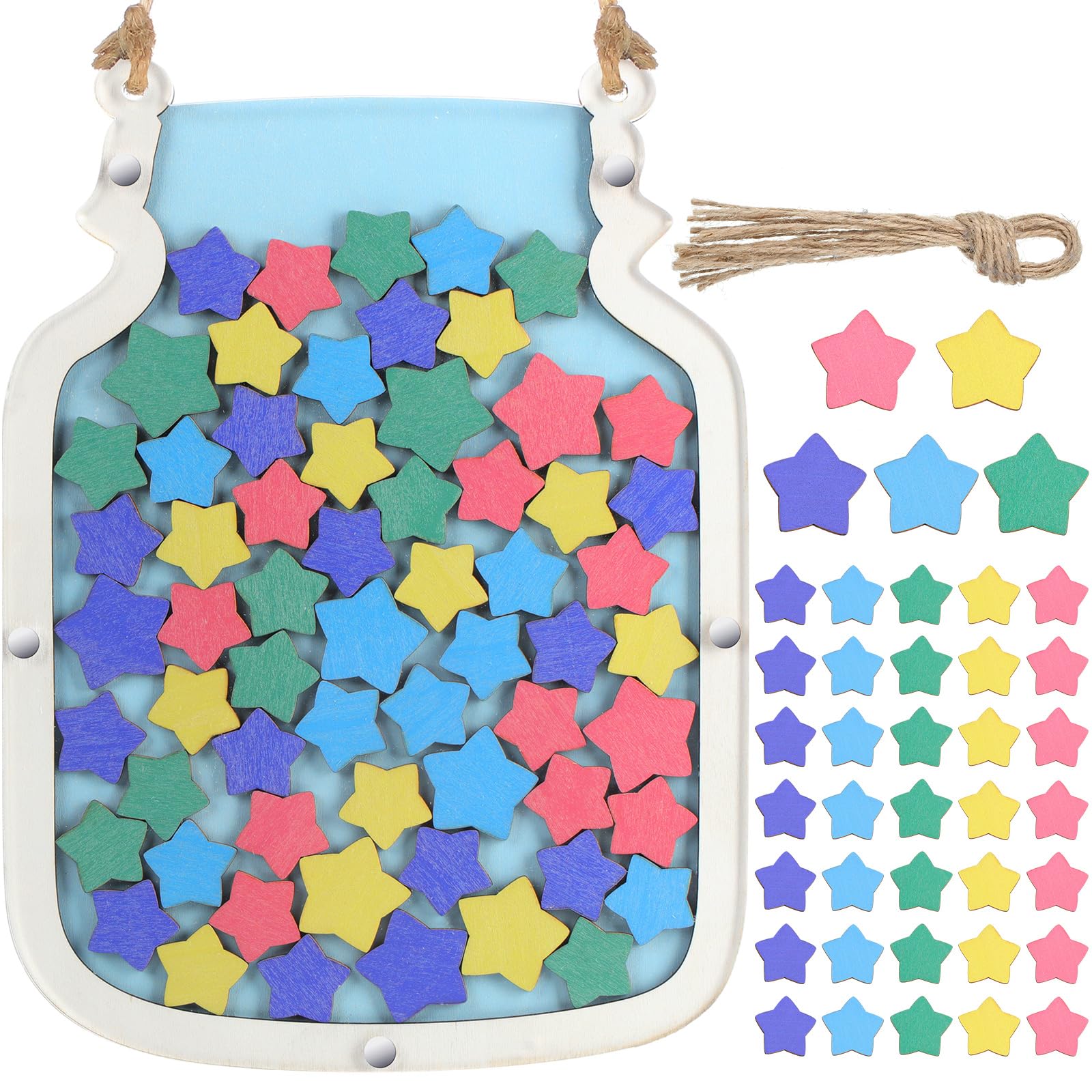 Zhanmai 11.57 x 8.66" Classroom Reward Jars for Kids Potty Chart Classroom Management Tools Jar Reward System Behavior Jar for Kids Incentive Chart for Boys Girls(Star,Blue)