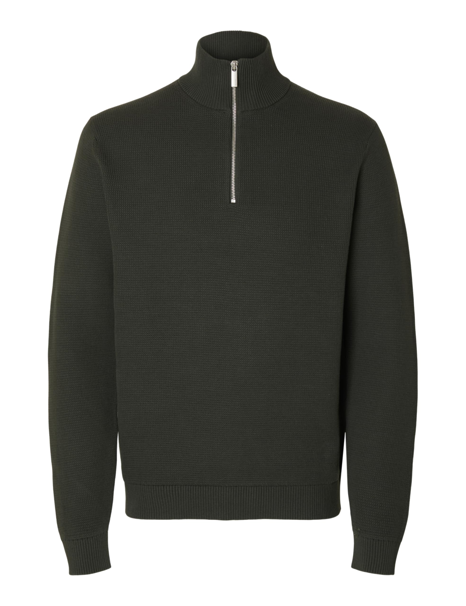 SELECTED FEMME Slhdane LS Knit Structure Half Zip Noos, deep Forest, S
