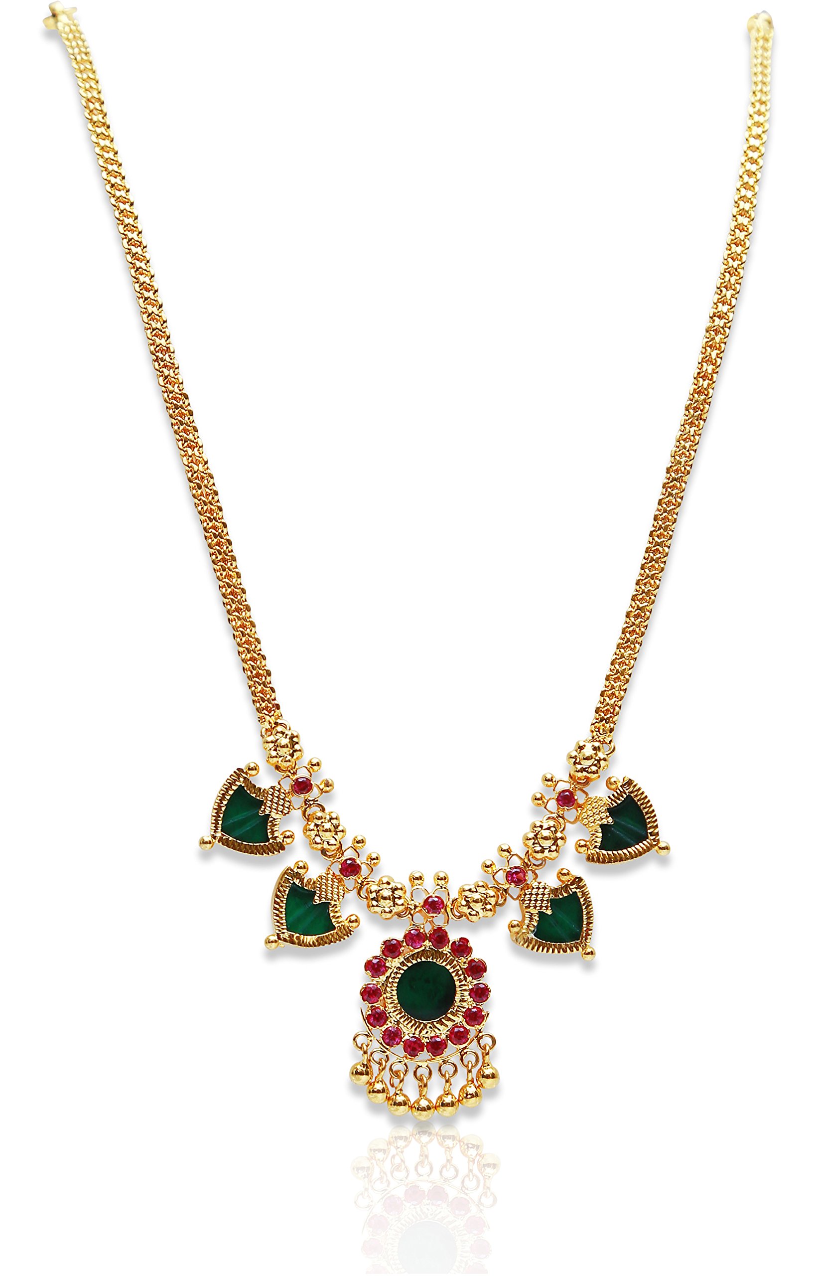 Kollam Supreme Traditional Gold & Green Brass Palakka Necklace For Girls (B01M0870BE) Amazon Price History, Amazon Price Tracker