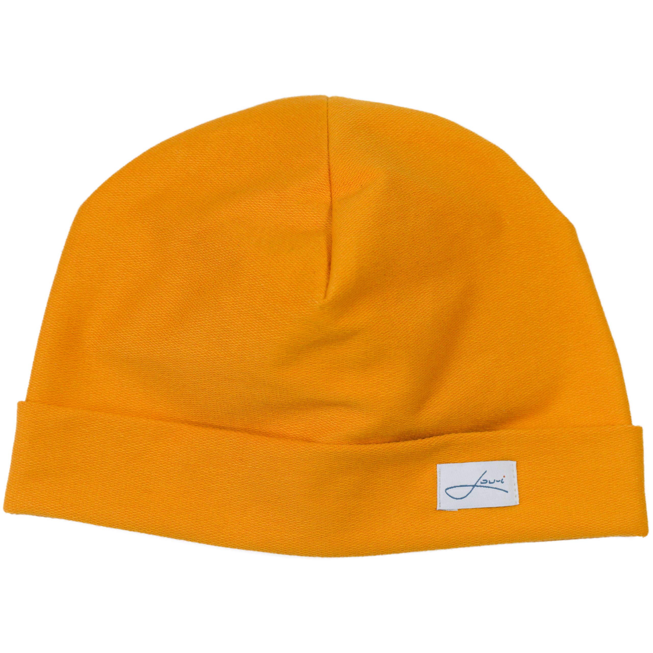 Lou-i Czapka damska i męska, bawełna ekologiczna, czapka beanie, wyprodukowano w Niemczech, żółty, 59-60