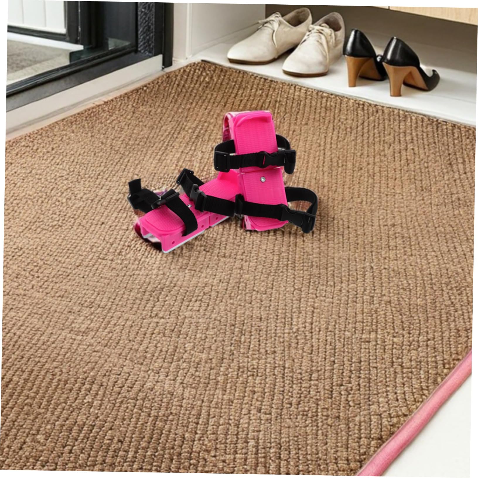 Toddmomy Pattini da Ghiaccio Regolabili per Ragazzi, 1 Paio Rosa | Pp, Metallo e Nastro, per Sci e Terreni Innevati, Design Semplice Sicurezza Migliorata
