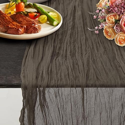 Camino de mesa de gasa de 10 pies, camino de mesa rústico transparente de 35.4 x 120 pulgadas de largo para boda, baby shower, San Valentín,