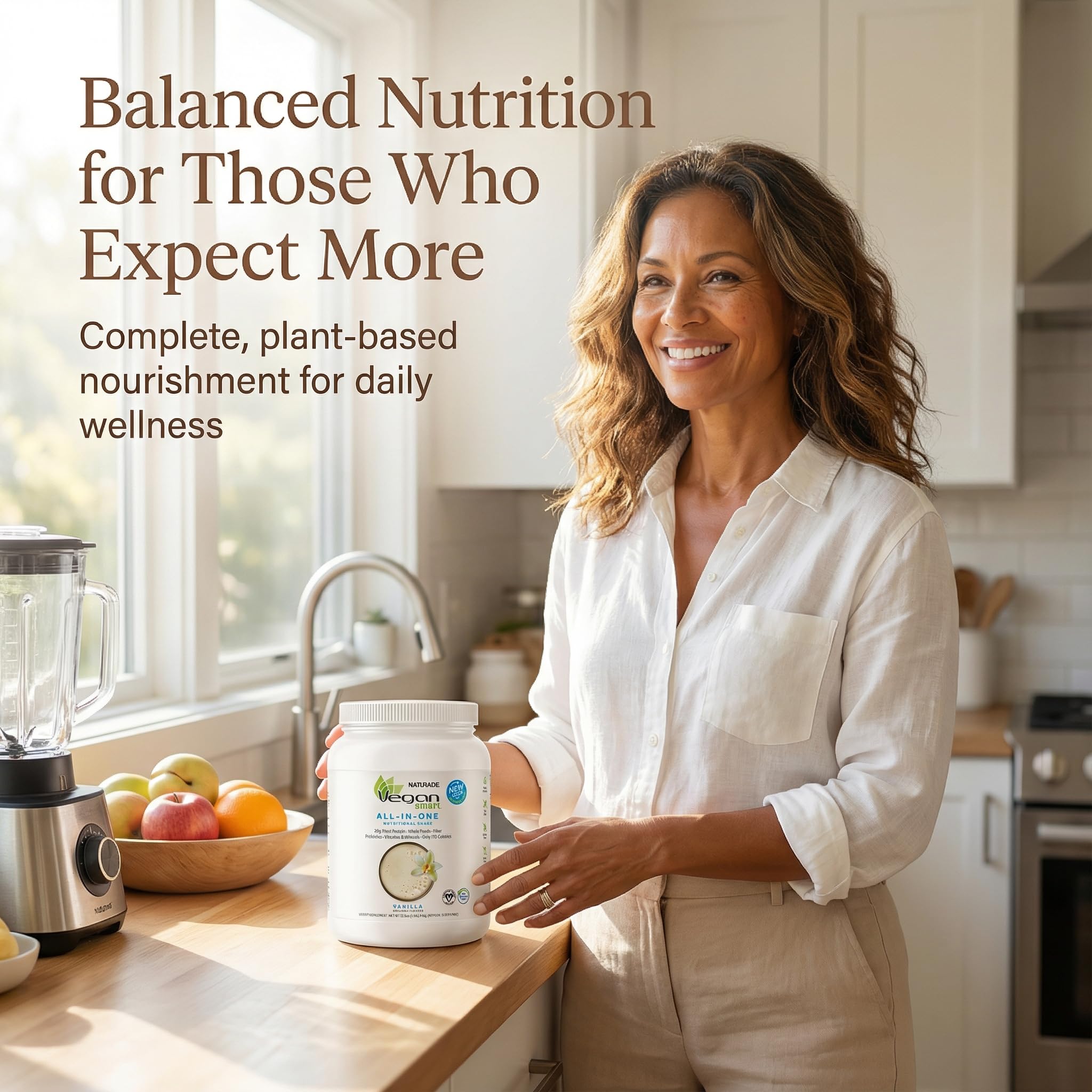 Vegansmart Naturade All-in-One Plant-Based Shake – Low Sugar Nutrition with Protein, Fiber, Vitamins & Minerals, Supports Balanced Energy & Wellness, Vanilla, Vegan - 22.75 oz — Amazon image 3