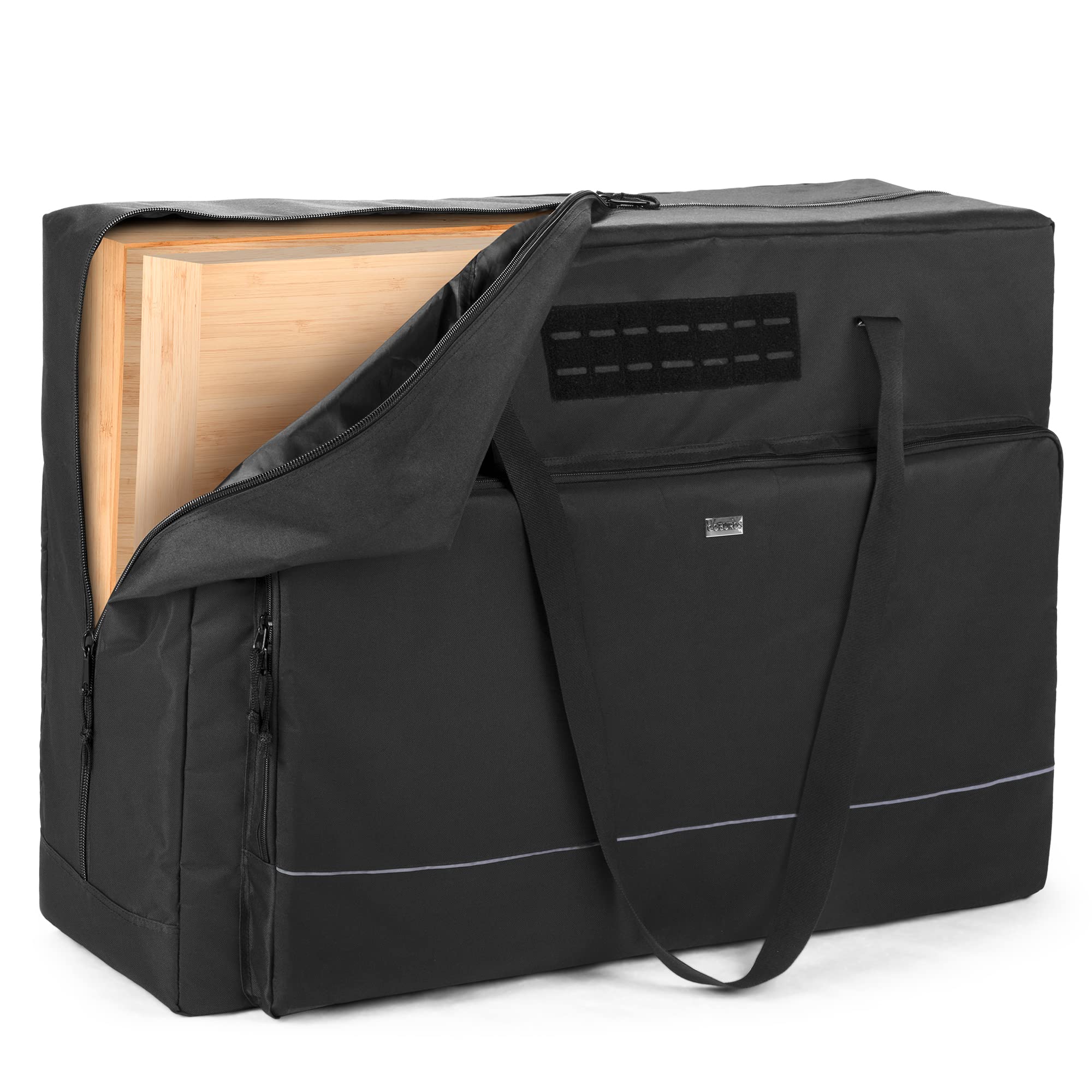 GOBUROS Cornhole Board Carrying Case 3' x 2' Tailgate Size, Cornhole Carrying Bag with 8 Sandbag Pockets and Durable Two-Ways Zipper for Cornhole Games, Only Bag