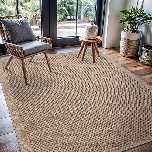 CAMILSON Easy Jute Rug 4x6 Indoor Outdoor Area Rug
