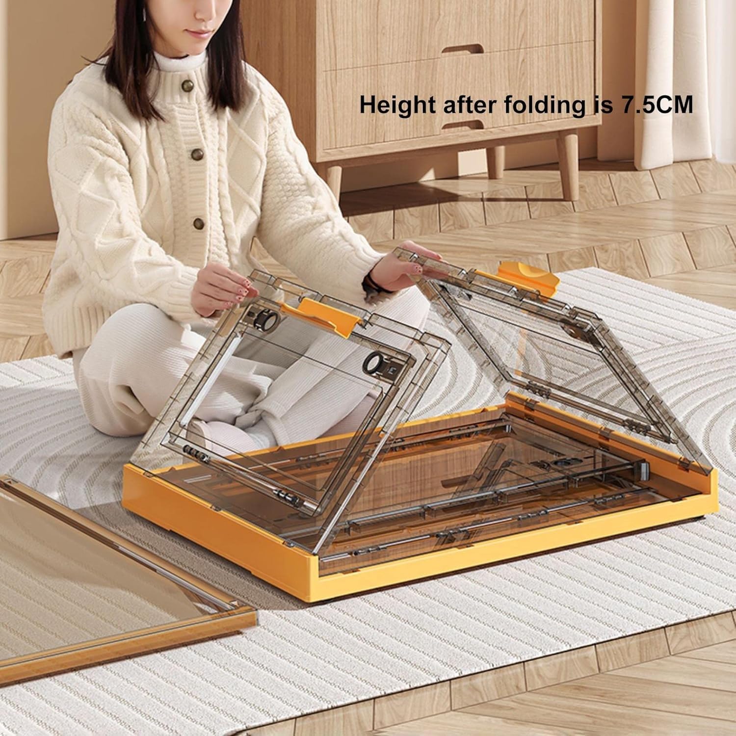Generisch Große, transparente Aufbewahrungsbox aus Kunststoff mit Deckel und Rollen – Grüner Unterbett-Organizer (51 x 36 x 29,5 cm) für einfache Aufbewahrung und Organisation im Haushalt