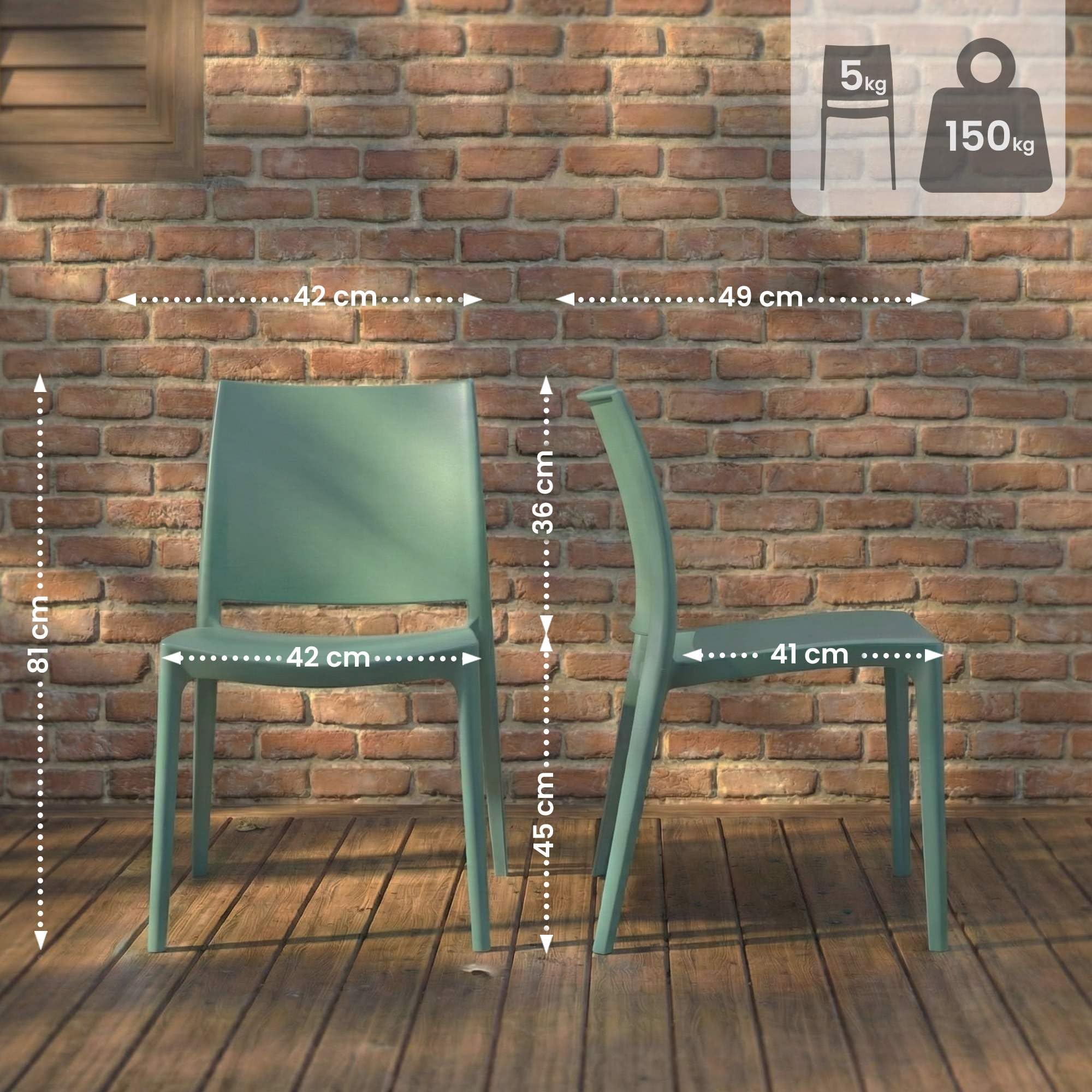 CLP Gartenstühle 2er Set stapelbar wetterfest Meton, Gartensessel mit Lehnen UV-beständig, Outdoorstühle aus Kunststoff bis 150 kg belastbar Farbe Oliv