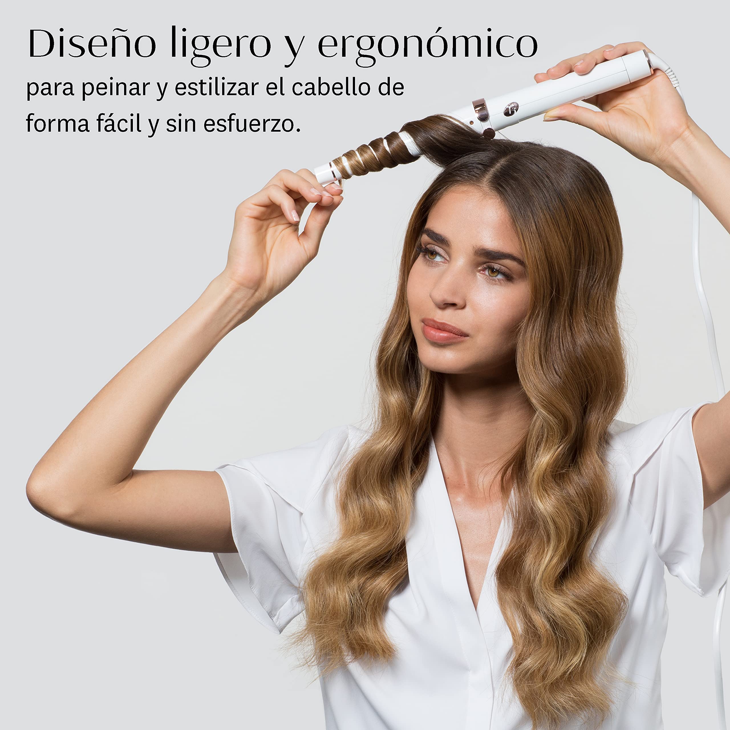 T3 SinglePass Wave Varilla de peinado cónica profesional de 32 mm-19 mm con 5 ajustes de calor y barril de cerámica de mezcla personalizada para obtener unas ondas relucientes y duraderas