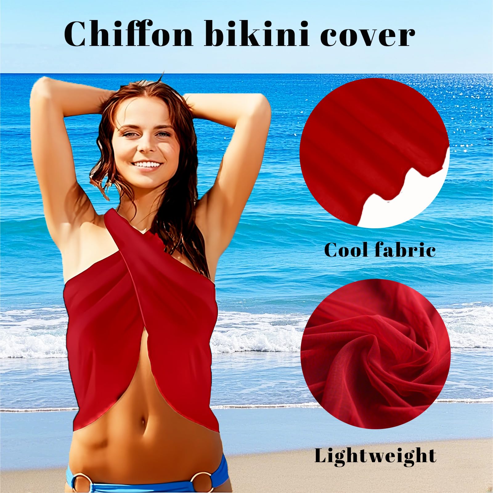 ACTOYS Sarong damska krótka spódnica plażowa, chusta do przewijania, plażowa, krótka, przewiewna spódnica na plażę, do bikini, 140 x 48 cm
