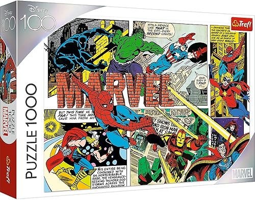 Trefl - Marvel, Undefeated Avengers - Puzzles 1000 Pieces - Comic with Superheroes, Avengers, Retro, DIY Puzzle, Creative Entertainment, Fun,