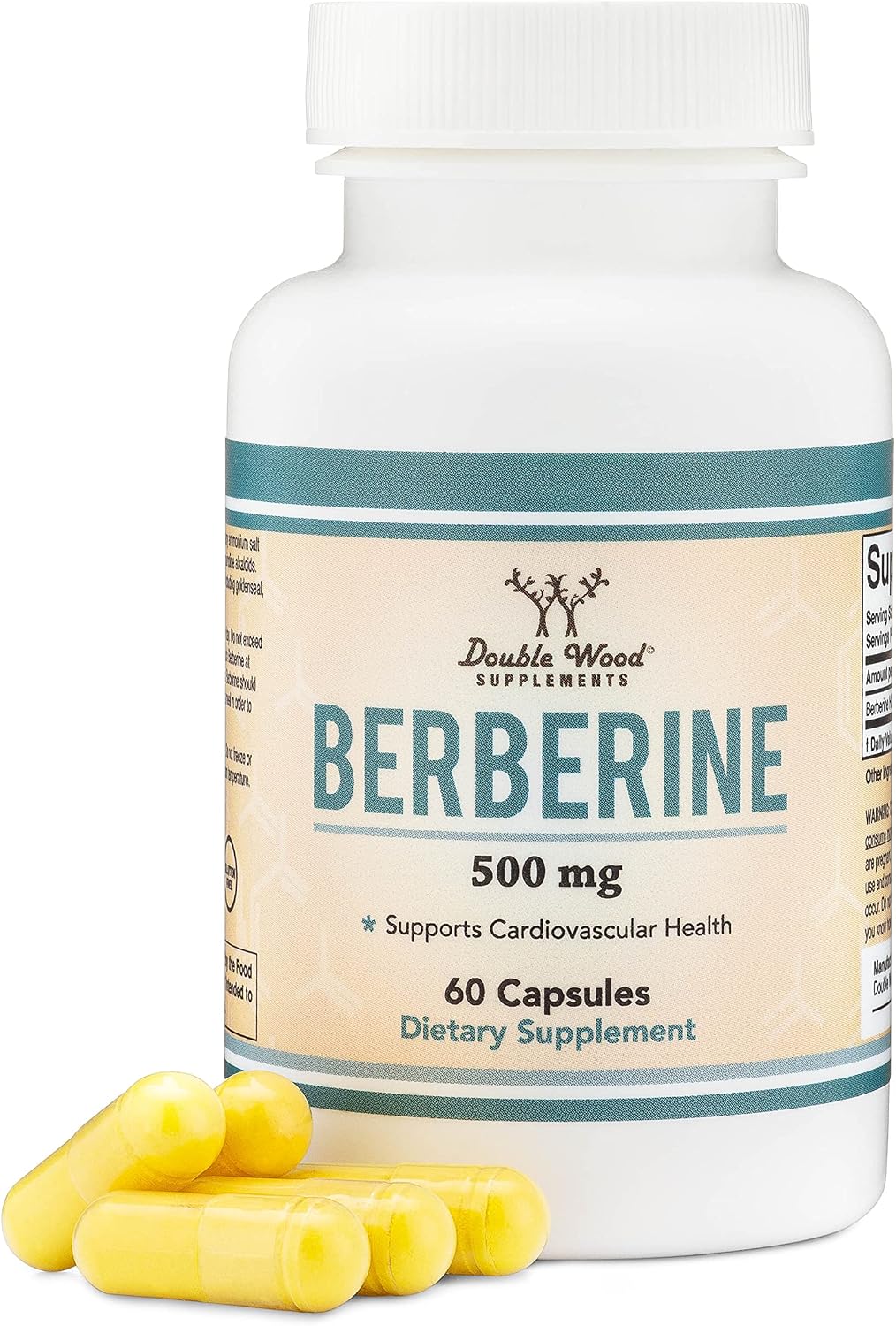 Berberine Supplement 500mg, 60 Capsules (Third Party Tested, Manufactured in The USA, Non-GMO, Gluten Free, Vegan Safe) AMPK Activator - Berberine HCL for Cardiovascular Health by Double Wood