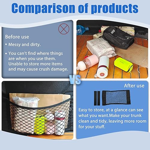 Miniatura 5 de Red de carga de malla para almacenamiento de maletero de automóvil, organizador de almacenamiento de carga automático, bolsillo elástico universal,