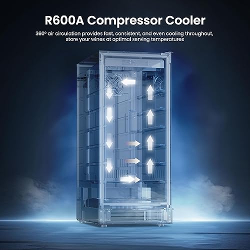 Miniatura 6 de Yeego Refrigerador de bebidas y mini refrigerador, enfriador de bebidas de 15 pulgadas con 80 latas de 34 a 54 F, pequeño enfriador de cerveza