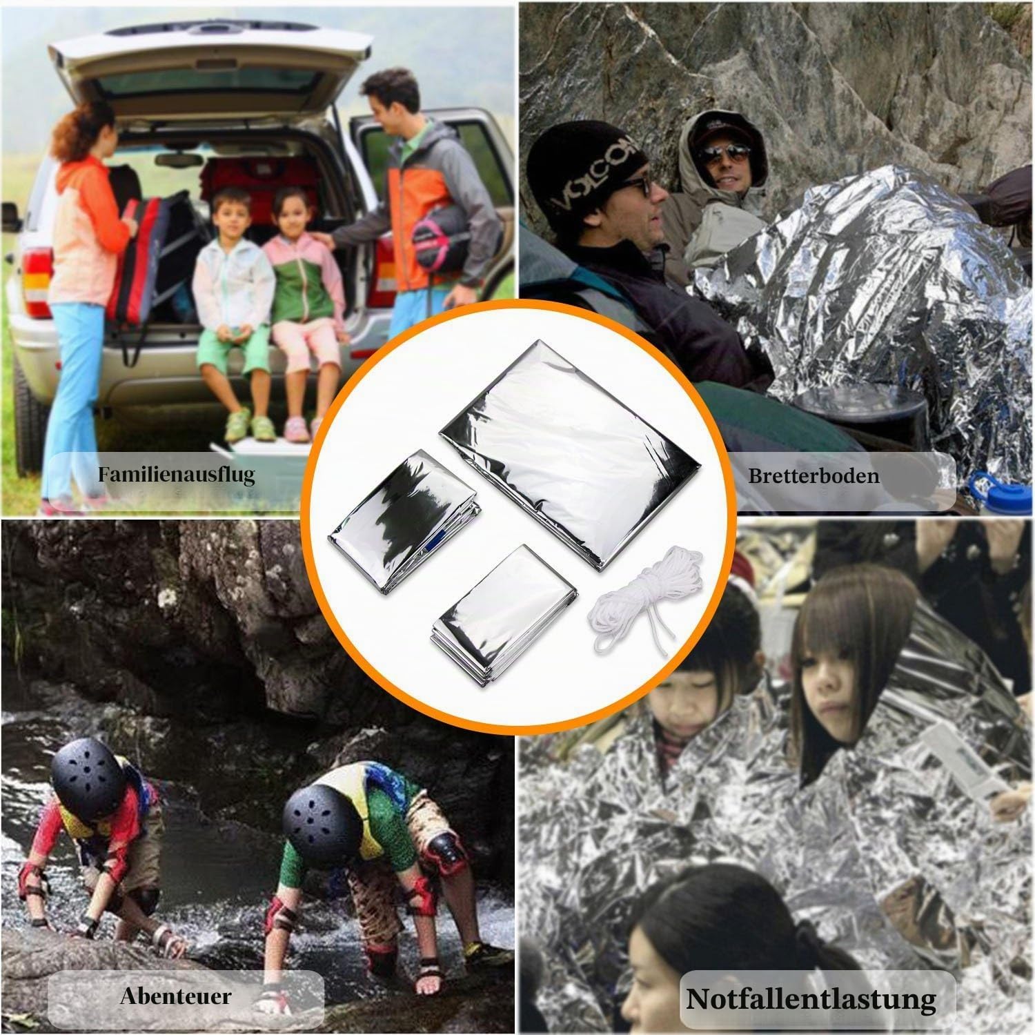 Wady 3-in-1 Notfall-Decke, -Zelt und -Schlafsack, Hitze-reflektierend, wasserdicht, Mylar, Thermo-Schutz, Überlebensausrüstung zum Camping/Wandern
