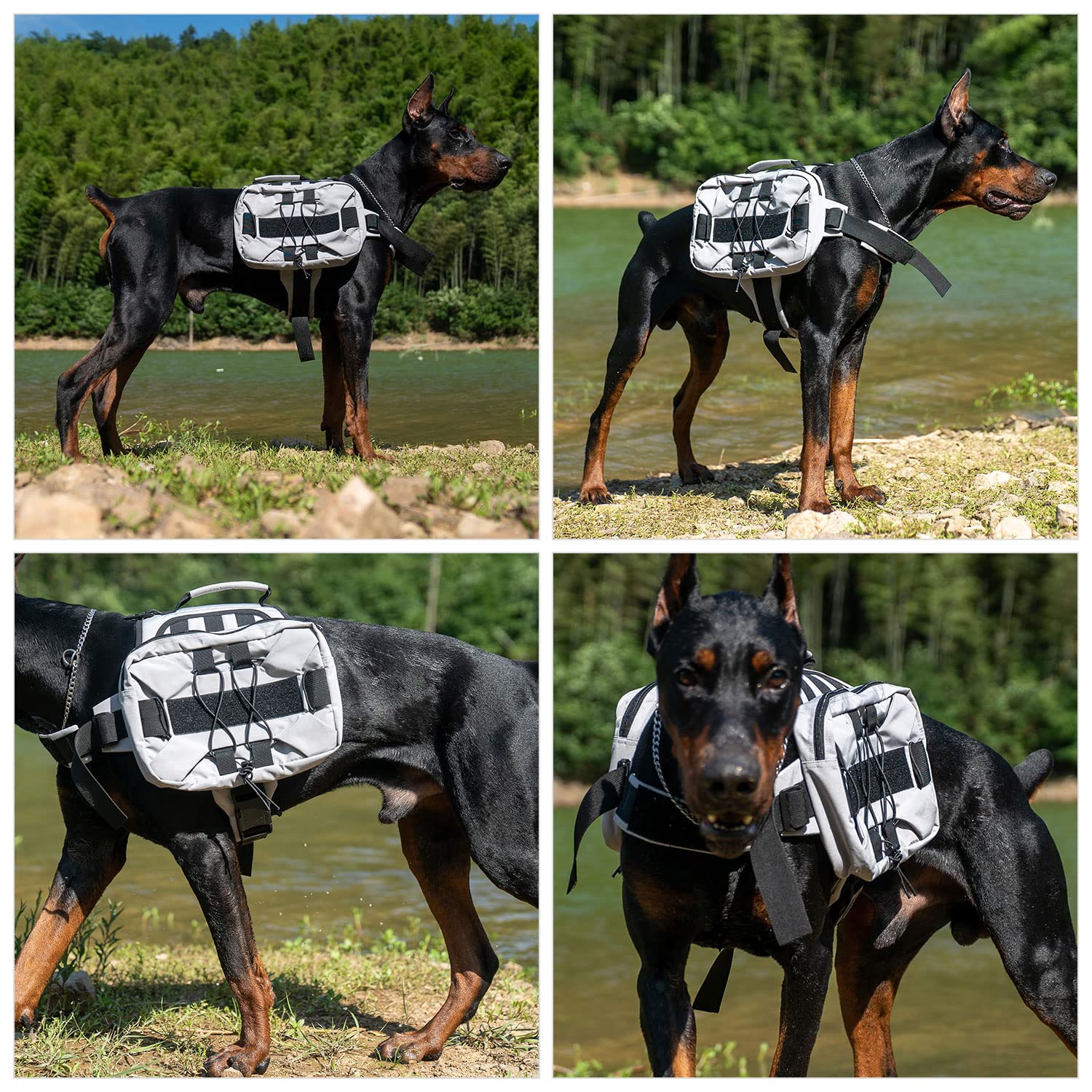 Lovelonglong Großer Hunderucksack, Outdoor-Jagd-Satteltasche mit Seitentaschen für kleine, mittelgroße und große Hunde, verstellbare taktische Hunde-Packung für Wandern, Reisen, Camping, Training