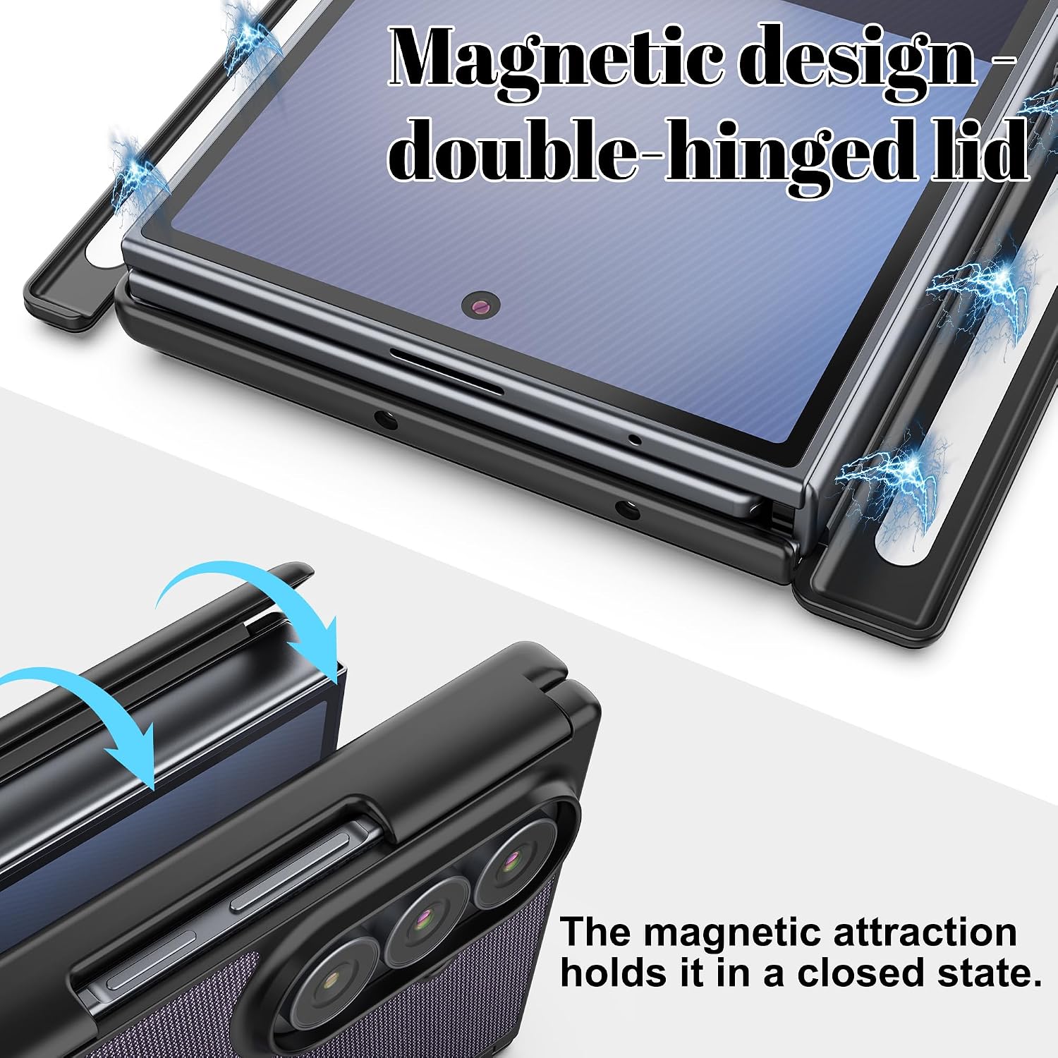 for Samsung Galaxy z Trifold Case, Magnetic Cases Compatible with MagSafe, Technical Fabric Carbon Fiber Design with 360 Ring Stand,Skin-Feel Shockproof PC Phone Cover with Screen Protector image 5