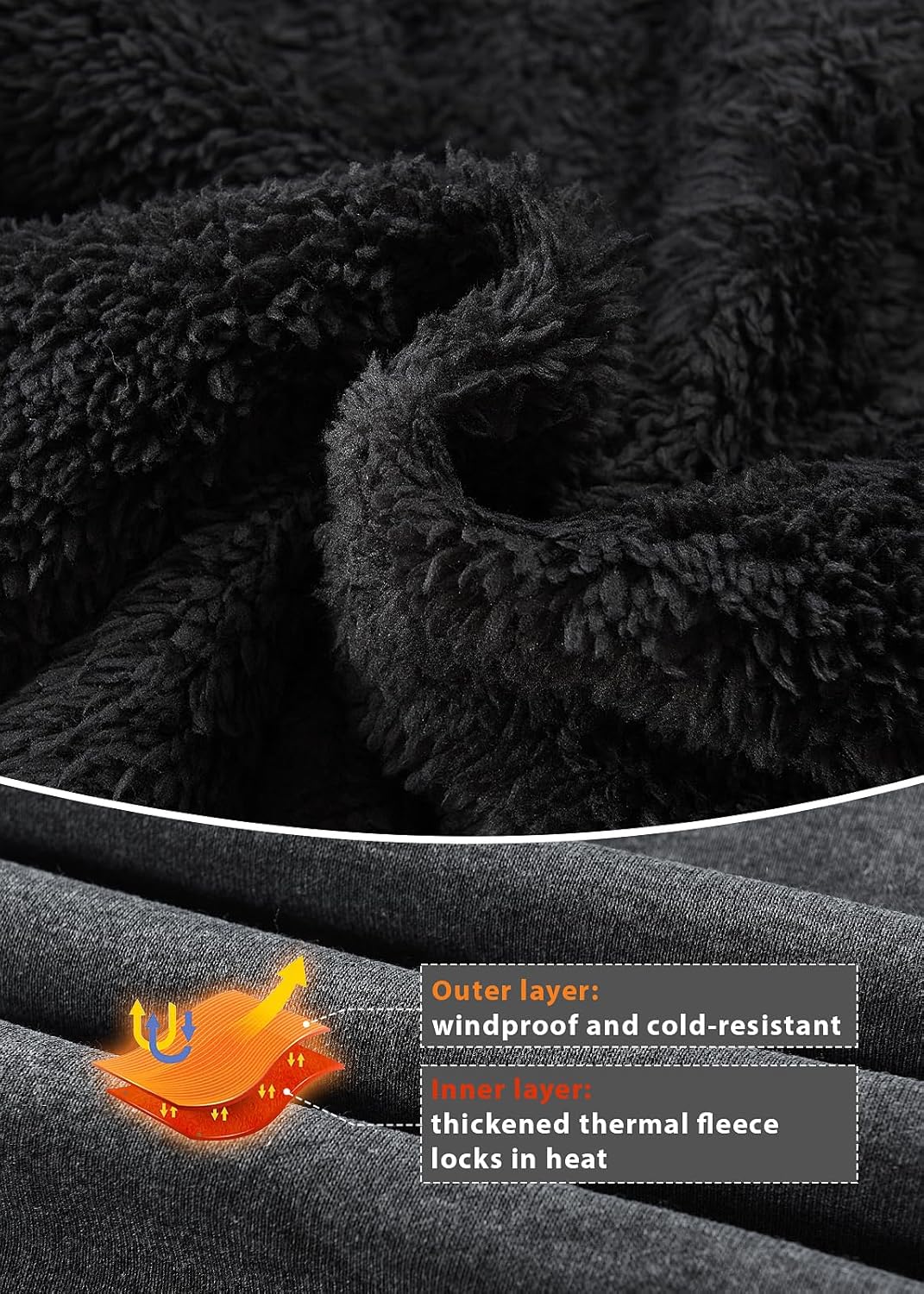 Men's Sherpa Jacket Heavyweight Zip Up Hoodie Fleece Hooded Sweatshirt with Pocket - Image 6