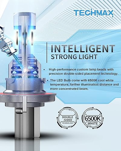 Miniatura 4 de TECHMAX Bombilla LED H13, bombilla LED 9008, 12000 lúmenes, brillante, 6500 K, inserción directa sin viento, reemplazo halógeno Plug and Play,