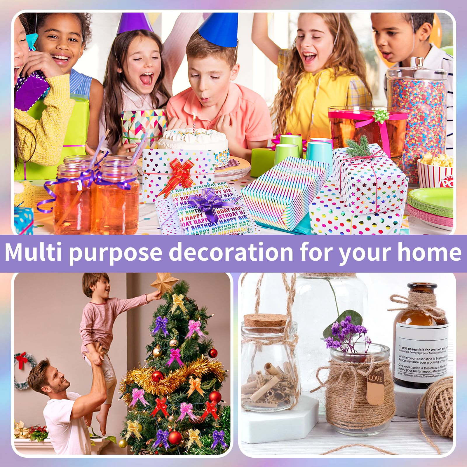 cuskena Geschenkpapier-Set, 6 Rollen – 43,2 x 304,8 cm pro Rolle – verschiedene Designs und Farben, bedrucktes Seidenpapier, Geschenkboxen, buntes Folienpapier (mehrfarbig)