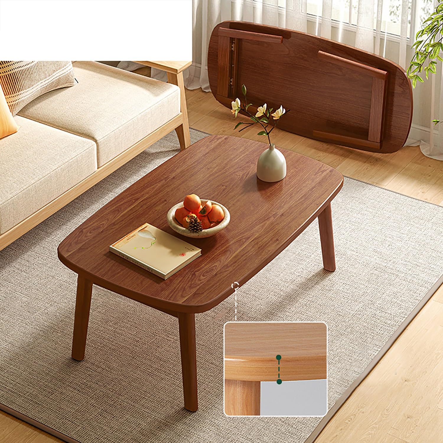 Table basse pliable rectangulaire bois multifonction salon design