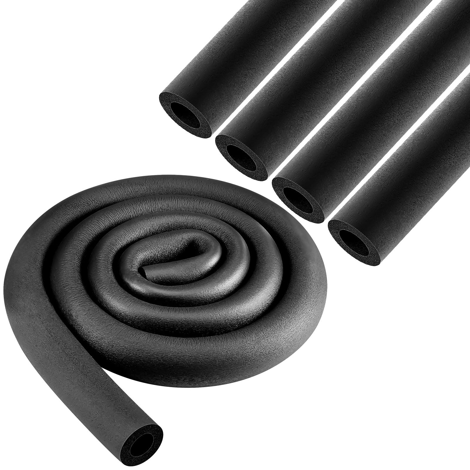 Pangda 4 Pcs Foam Pipe Insulation 6 ft 1/4 Inch Id, Black Tube for HVAC
