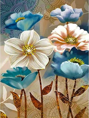 Miniatura 1 de Huacan Kits de pintura de diamantes de flores para adultos, pintura de diamante redonda para principiantes, kit de arte de diamante AB de taladro