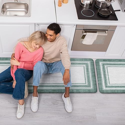 Vista 206 de KIMODE - Juego de 2 tapetes de cocina bohemios, antifatiga, antideslizantes, impermeables, ergonómicos, acolchados, cómodos, para lavandería, Caqui