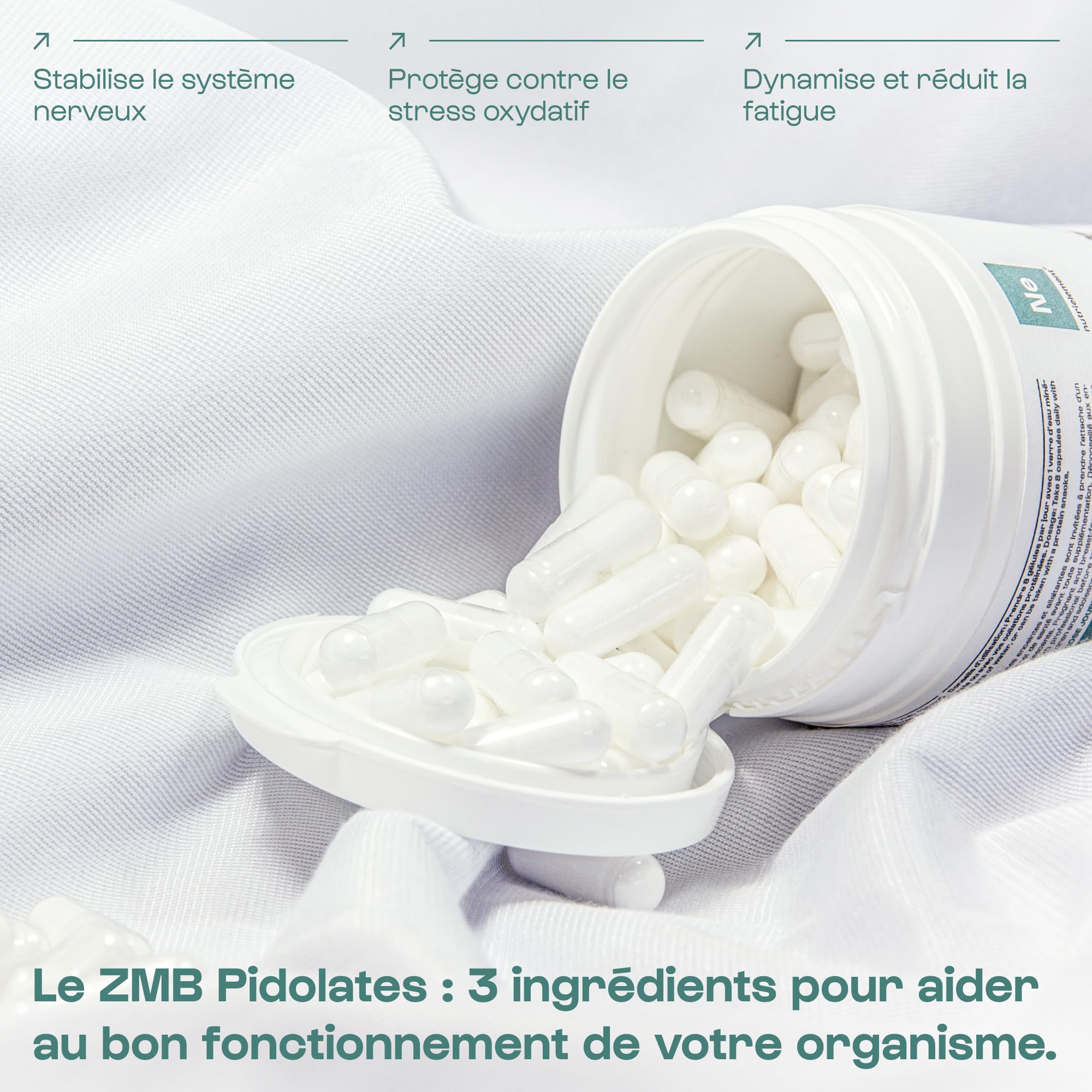 ZMB Pidolates 120 Gélules | Zinc + Magnésium + Vitamine B6 | 100% Naturel • Formule brevetée • Relaxation nerveuse et musculaire • Qualité du sommeil • Vegan | Nutrielement By Nutrimuscle