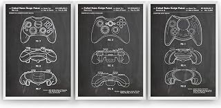 Magic Posters Games Controller Set Of 3 Patent Prints - Gaming Gamer Room Poster Giclee Art Wall Decor Vintage Blueprint Gift - Frame Not Included