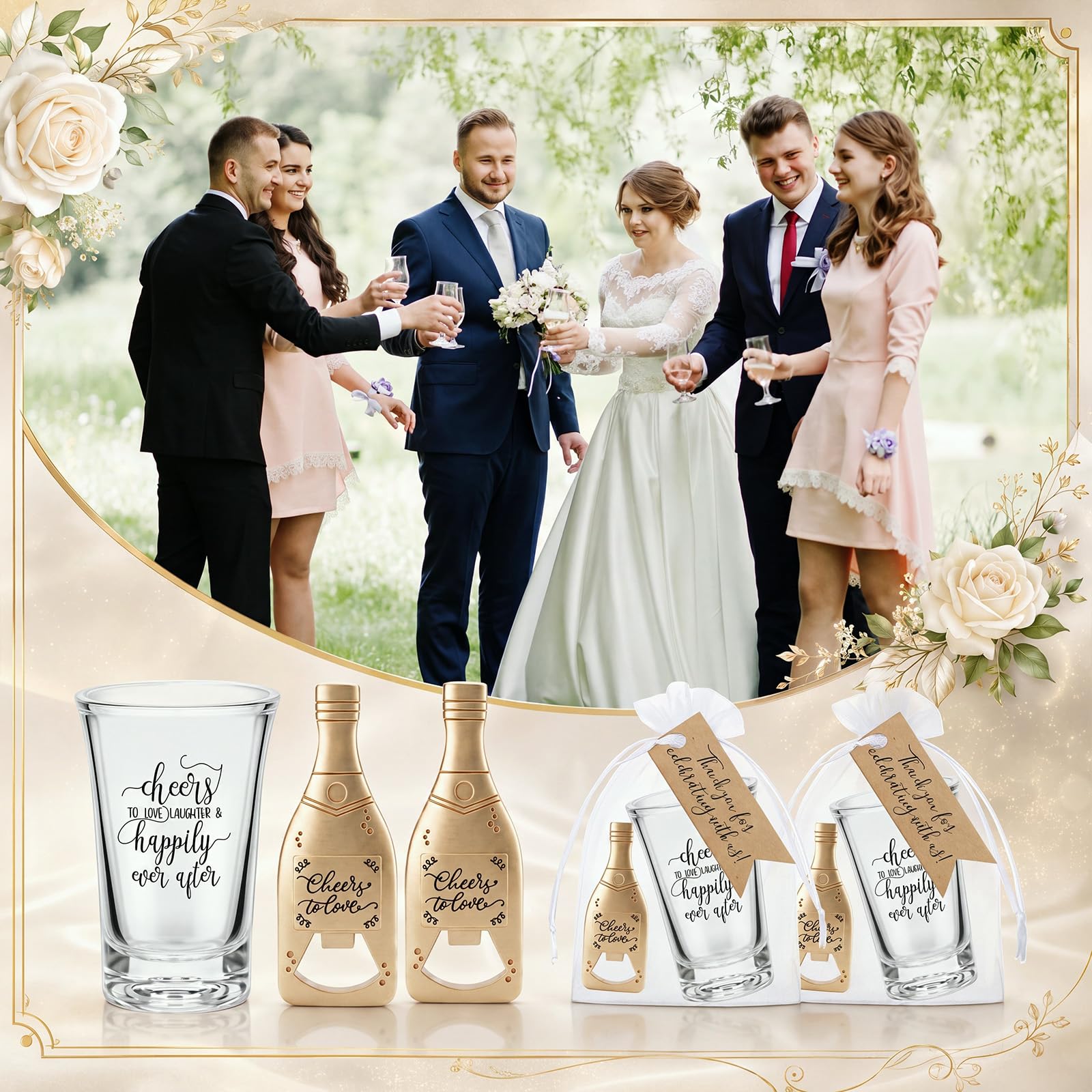 Lot de 25 cadeaux en vrac pour invités avec inscription « Happily