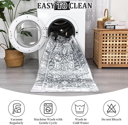 Miniatura 7 de Fashionwu Alfombra de área de 2 x 3 pulgadas, antideslizante, de pelo bajo, ligero, lavable a máquina, tapete de entrada para entrada, pasillo,