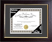 Vista 26 de Creative Picture Frames Marco de diploma de caoba de 7 x 9 pulgadas con borde dorado, incluye caballete de vidrio negro y ganchos de pared