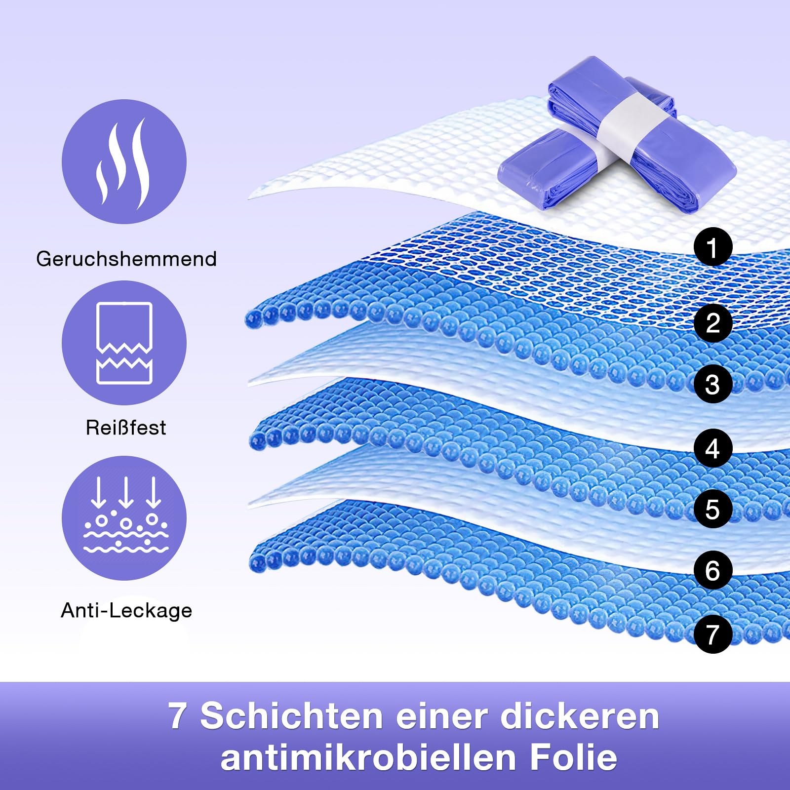 12 Stück Katzenstreu Nachfüllpackung, Nachfüllfolienringe Nachfüllbeutel kompatibel Nachfüllkasse für Litter Genie XL & LitterLocker Fashion & LitterLocker & LitterLocker II, Ohne Kartusche (Lila)