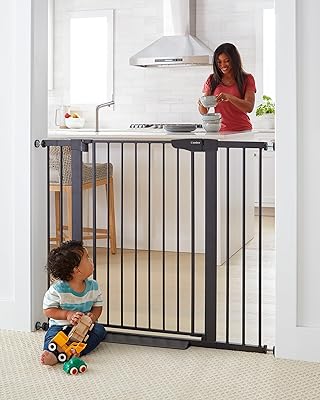 Cumbor 36" Extra Tall Baby Gate for Stairs, 29.7-40.6"(Extensions Included) Wide Dog Gate for Doorways, Pressure Mounted Auto-Close Pets Gates for Dogs Indoor, Durable Safety Child Gate, White