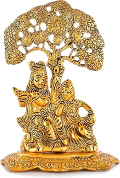 INDACORIFY Lord Radha Krishna Under Tree Idols with Flute Krishna Ji Murti for Home Temple Puja and for Home Office Shop Decorative God Idols Showpiece Gifts