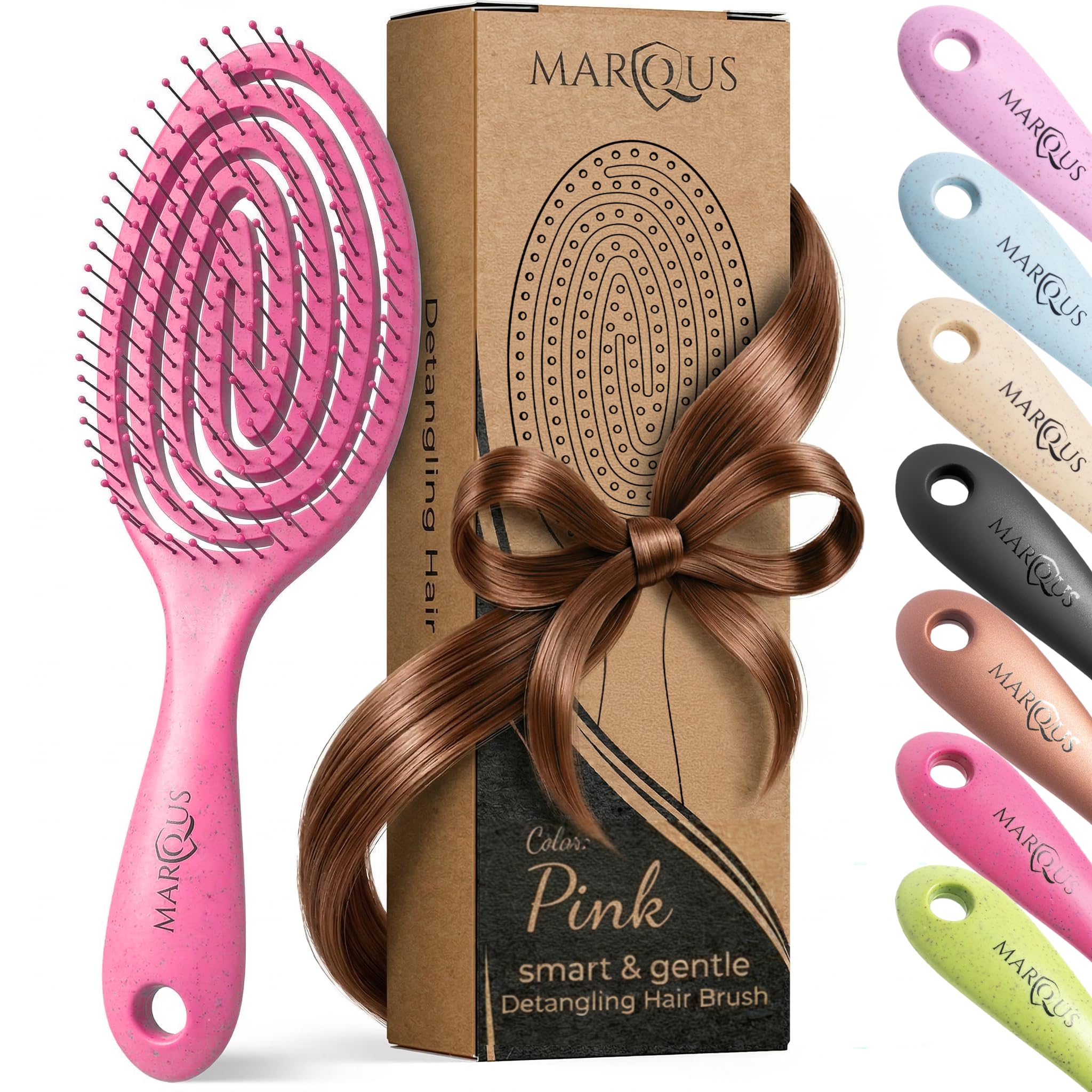 marQus Bio Haarbürste ohne Ziepen mit einzigartiger Doppelspiralfeder und noch mehr Borsten zur optimalen Druckverteilung und Pflege, Entwirrbürste für jeden Haartyp, 1 Stück, Farbe Aqua Blau
