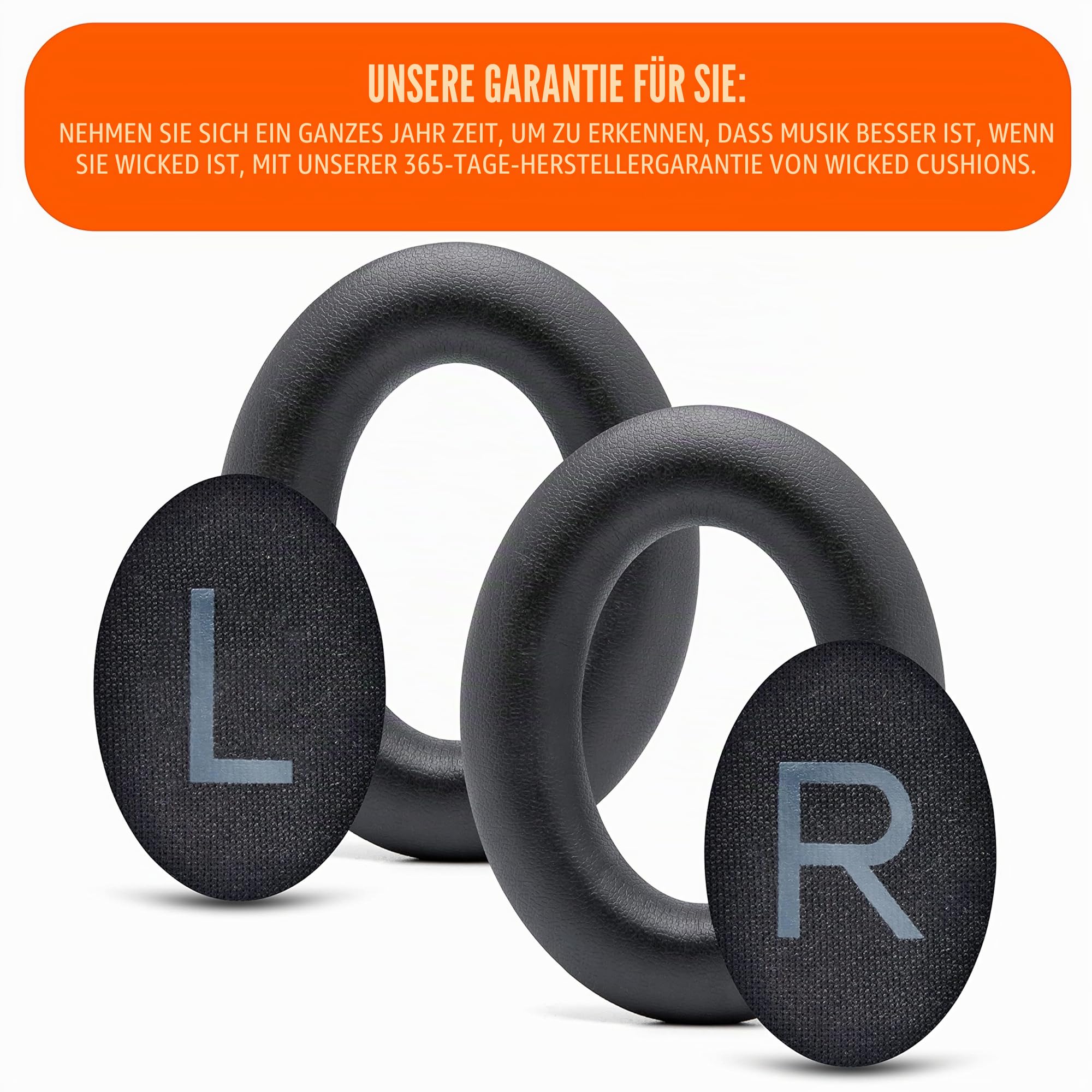 WC PadZ QC45 – Ohrpolster für Bose QuietComfort 45 / QuietComfort Se/QuietComfort Wireless, hergestellt von Wicked Cushions | Extra Dicke Polster | Hochwertige, langlebige Nähte | Black