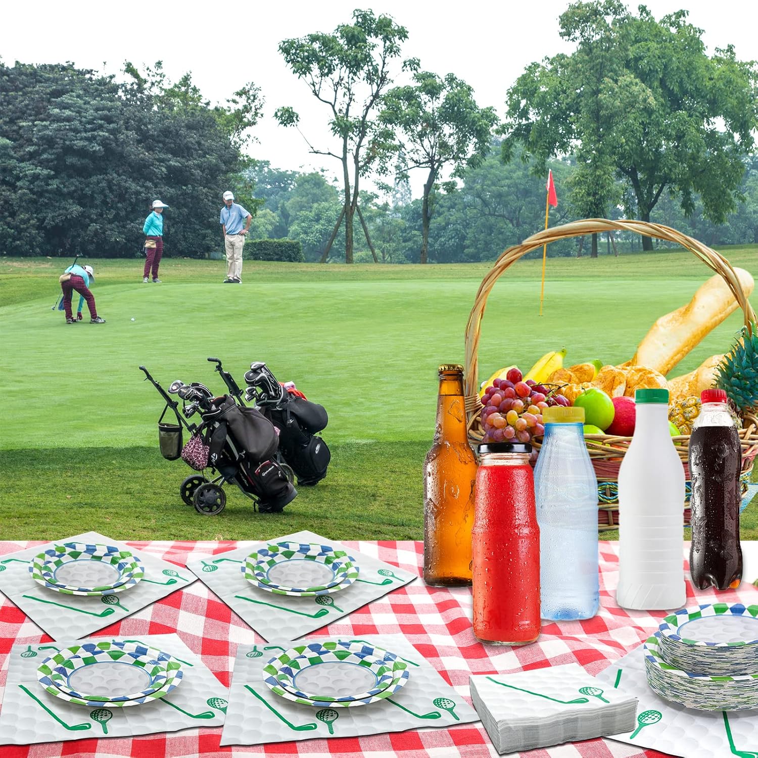 180Pcs Golf Party Supplies Paper Plates and Napkins Serve 60 Disposable Tableware Set for Birthday Party Decorations Game Day Family Holiday Sports Events