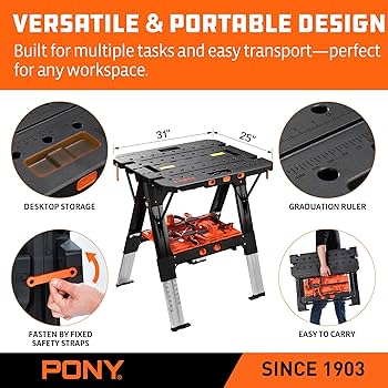 THEArth×NATURETONESTHE LITTLE WORK STAND Amazon.com: Pony Portable Folding Work Table, 2-in-1 as