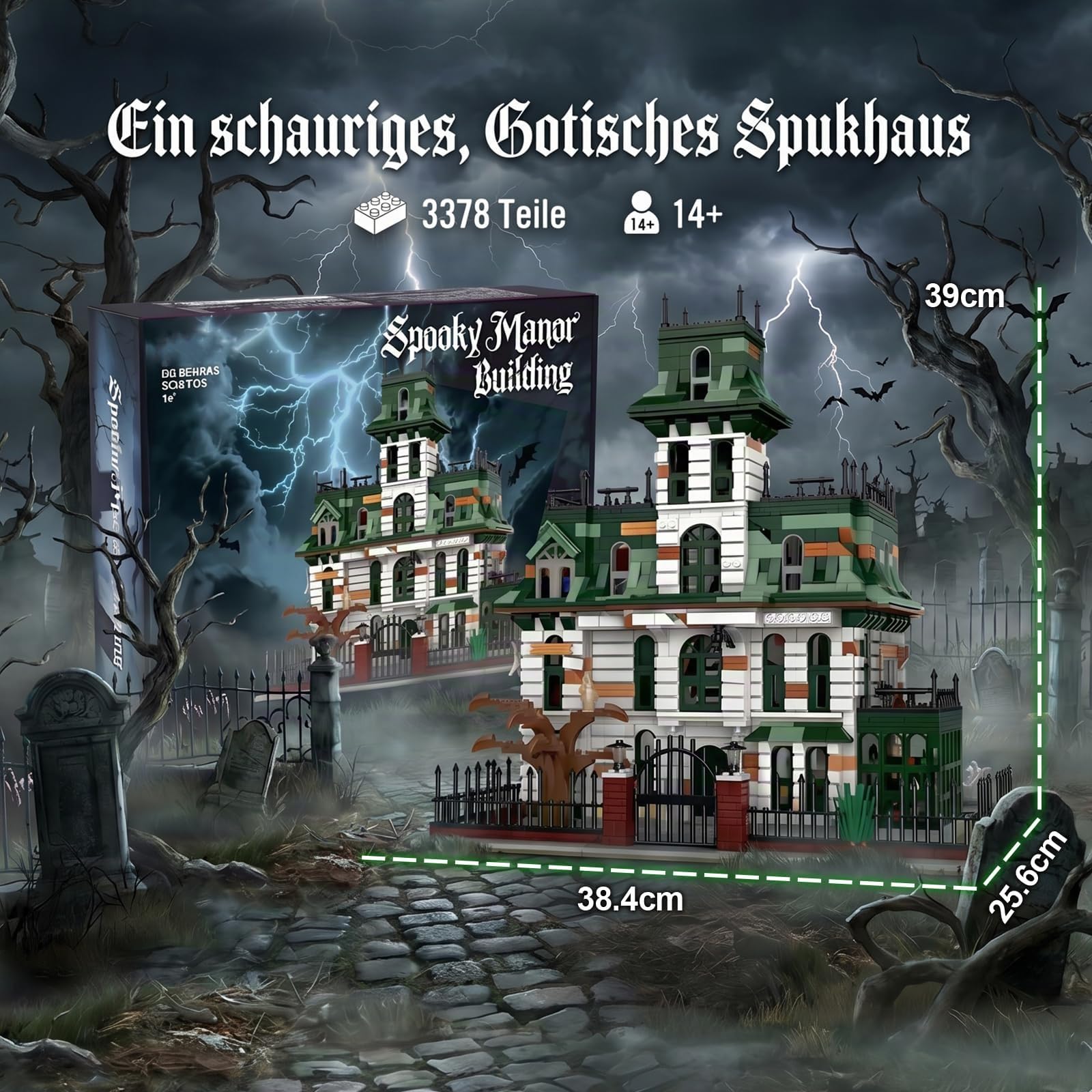 Geisterhaus Modular Building Set für Erwachsene | 3378 Teile Gotisch Castle Ritterburg, Halloween Mittelalter Burg, Horror Klemmbausteine Haus, Haunted House