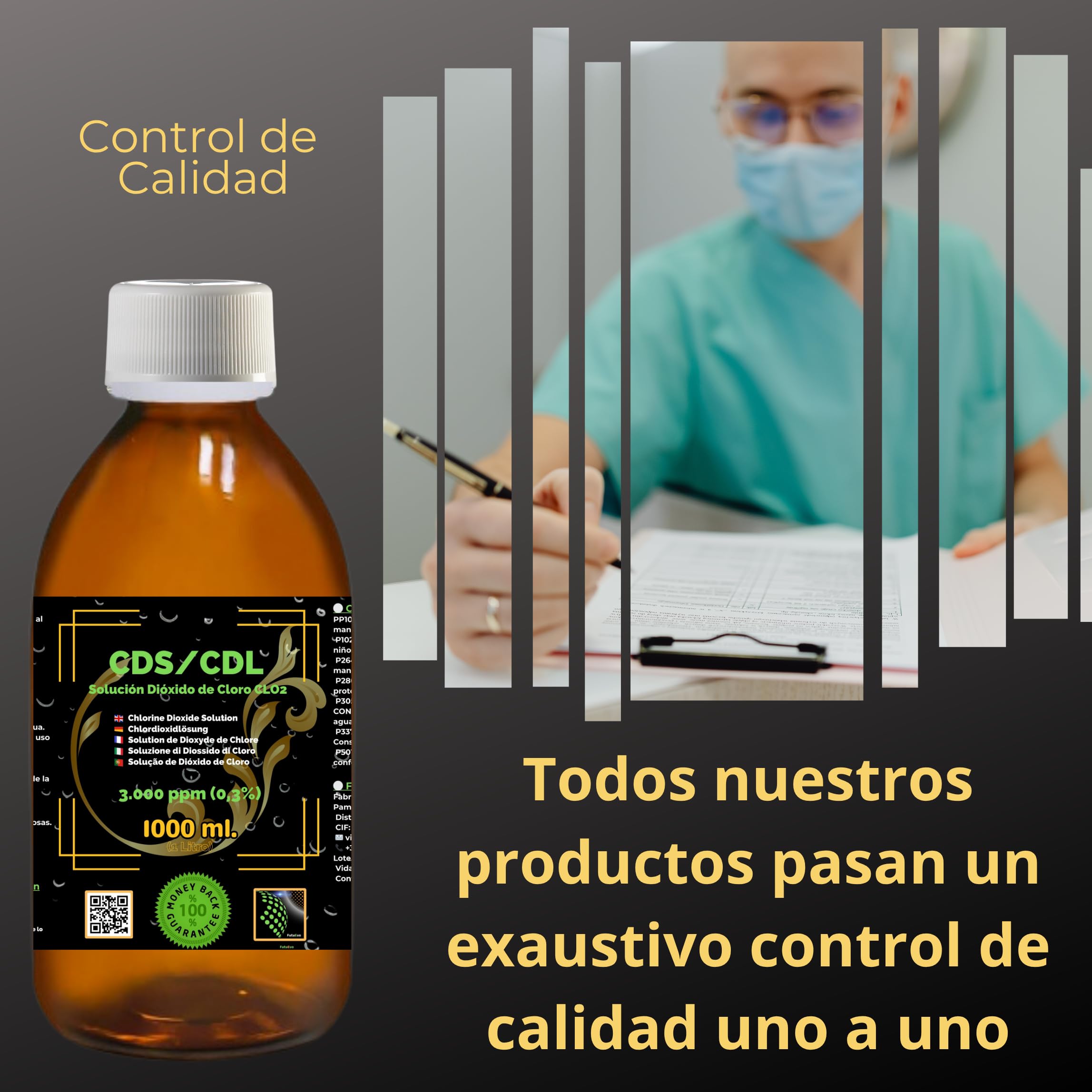 CDS/CDL 3000 ppm 1000 ml | Roztwór dwutlenku chloru w butelce ze szkła bursztynowego z zakraplaczem i zakraplaczem | Wysoka czystość, dozownik prezentowy dla precyzyjnego użytkowania.