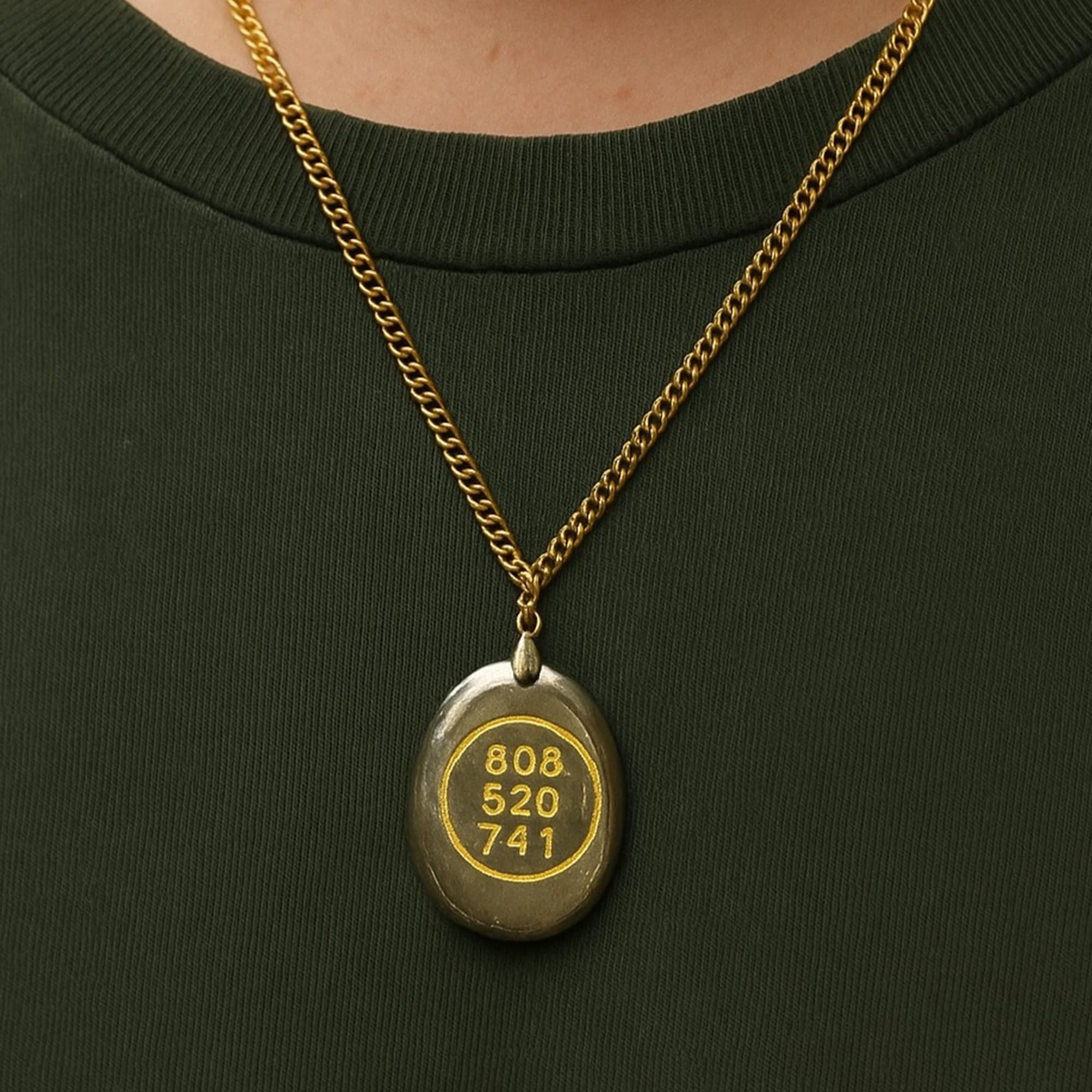 Serein Pyrite Zibu Coin Pendant Healing Crystal Money Magnet Locket Attracted Cash Flow Wealth Stone with Angelic Number Oval Shape Good Luck Charm Necklace Spiritual Vastu Wellness for Man & Women 4