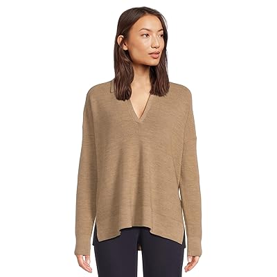 Eileen Fisher Merino Classic Collar Henley Sweater Women
