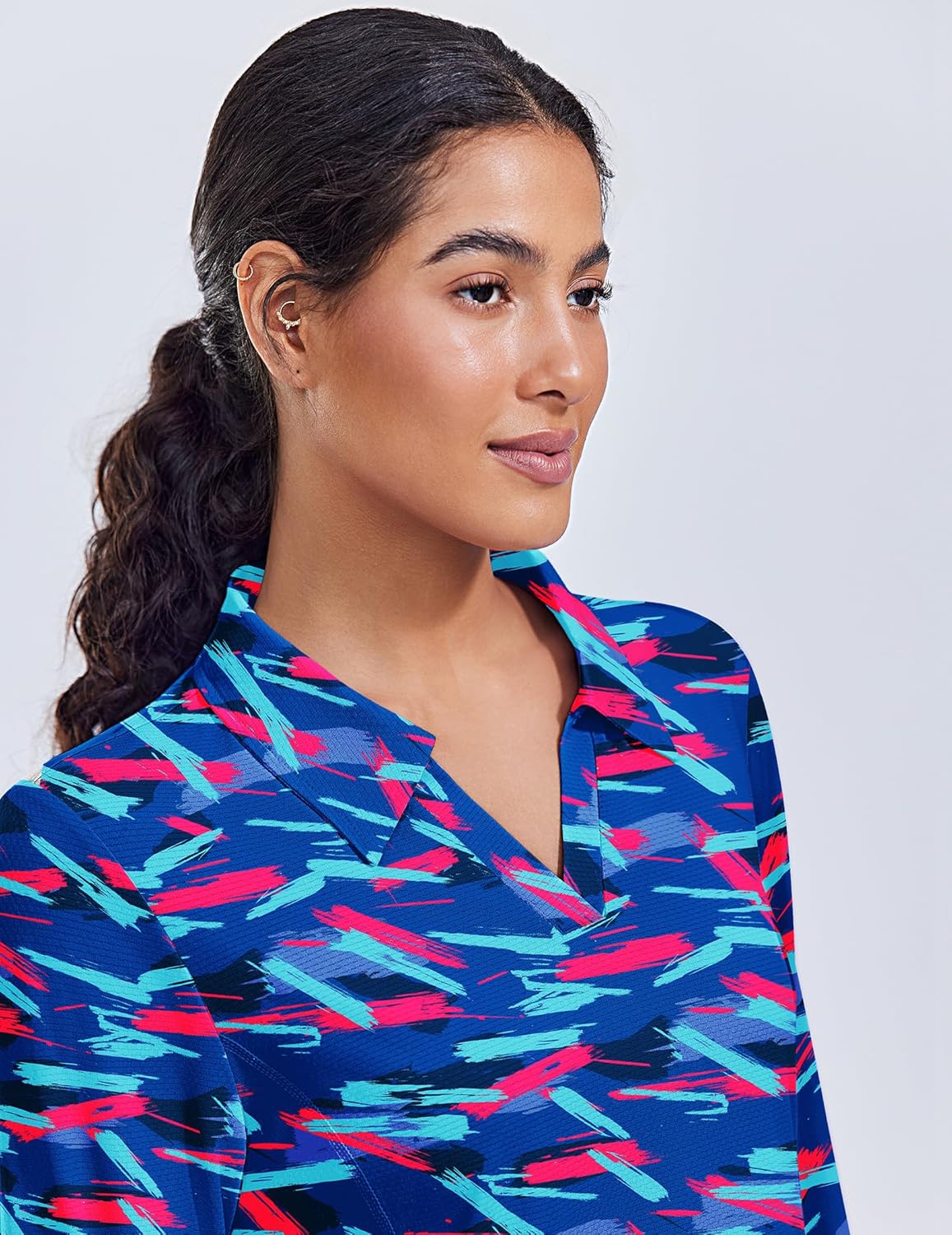 PINSPARK Long Sleeve Shirts for Women UPF 50+ Sun Shirt Workout Tops Quick Dry V Neck Athletic Running Hiking Golf Polo S-3XL - Image 5