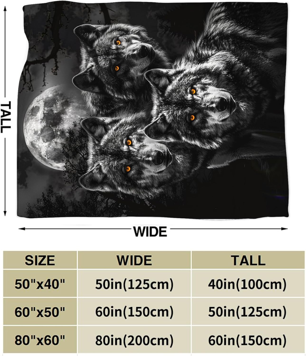 Wolf Throw - Animal Fleece Blanket for Girls, Women, Men & Boys - Soft, Warm & Cozy - 50"x40"